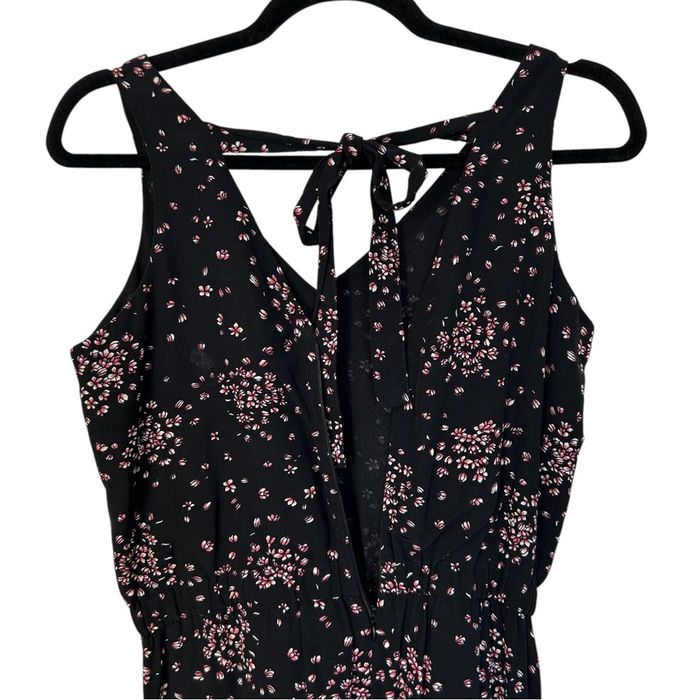 LOFT PETITES NWT! Women’s Sleeveless Jumpsuit Cherry Blossom Floral BlkPink XXSP - Picture 5 of 13